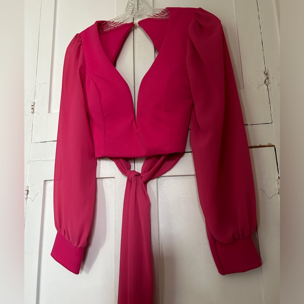 Hot pink cropped long sleeve